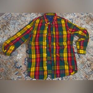US Polo Assn Long Sleeve Button‎ Down Men's Dress Shirt Size M Red Green Blue.